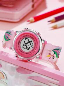 1 件时尚简约休闲新款糖果色气球烟花独角兽可爱可爱手表，适合青少年和学生，万圣节礼物，生日礼物，秋季礼物，返校 - 彩色 - 查看 7