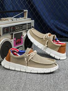 四季男士卡其色和棕色拼布商务休闲乐福鞋，时尚平底运动鞋，舒适户外跑步训练鞋，适合运动、通勤、聚会、送礼