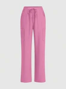 cimmuovere Women's /Nursing Pants, Comfortable Pants, Solid Color Simple Multi-Pocket Pants - Màu Hồng Tươi - Xem 4