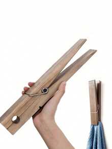 Pinza de ropa gigante para toallero de baño, juego de toallero de pinza de madera extra grande, adecuado para baño, estilo granja montado en la pared, decoración multiusos para lavandería del hogar, toallero o gancho, accesorios de baño para decoración de pared - Multicolor - Ver 4