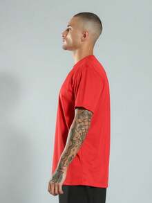 FITNATION Men's Fitness Gym T-Shirt In DRYFIT Fabric That Dries Sweat Quickly - 紅色 - 查看 3
