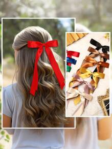 20 件丝滑缎带蝴蝶结 Y2K 散装蝴蝶结发带夹发夹长尾马尾夹配饰女士爪夹、发夹、发夹