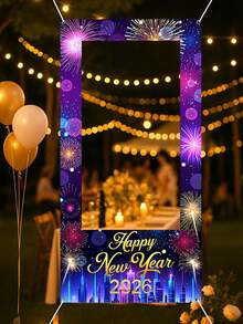 1件2026新年派对烟花拍照背景布，绚丽的烟花图案，2026新年派对装饰道具，庆祝2026新年主题派对悬挂装饰横幅，2026新年快乐拍照道具，新年礼物，新年快乐装饰用品，主题派对背景悬挂装饰，派对礼物 - 新年主題煙火 - 查看 9