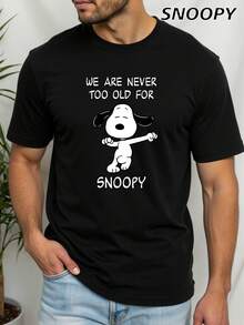 我们永远不会因为而变老 休闲男士短袖宽松卡通印花针织衫