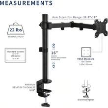 Soporte brazo para monitor, para pantallas de hasta 32 y 38 Ultrawide, totalmente ajustable, negro (STAND-V001) - Negro - Ver 7