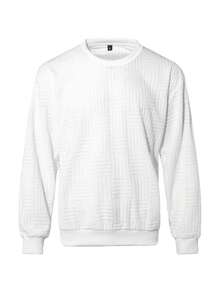 男士复古提花卫衣，秋季款，长袖上衣 - 白色 - 查看 3