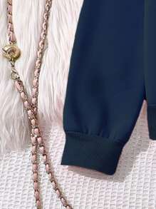 Left Mama 2pcs/Set Tween Girls Floral Print Thermal Lined Long Sleeve Top And Straight Pants Set, Autumn/Winter