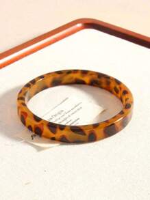 1pc/2pcs Set Retro Energetic Resin Leopard Print Acrylic Thick & Thin Round Bangle Bracelet, Suitable For Daily Wear, Party, Banquet - Leopard Print Bracelet - View 7