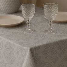 Toalha De Mesa Tecido Jacquard Retangular Durável e Elegante 4/6/8 Lugares Luxo Promoção - Cinza - Visão 3