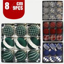 9PCS Glitter Sequin Christmas Balls Ornaments Velvet Christmas Balls Ornaments, 3.14"/80MM Flocked Christmas Tree Hanging Decorations For Xmas Decor Home Decor Christmas Decorations Room Decor Winter Christmas Decorations Home Christmas Gifts Christmas Decor - Multicolor - View 1