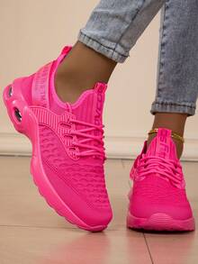 2025 New Breathable Versatile Casual Women's Lace-Up Comfortable Air Cushion Fashion Women's Running Shoes, Most Popular Classic Women's Shoes - Hot Pink - View 4