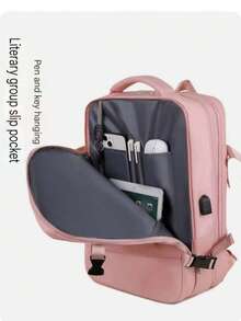Sac à dos élégant pour femme, sac à dos pour homme 45x30x20 avec compartiment à chaussures, séparation humide et sec, sac à dos de voyage Ryanair, sac fourre-tout sous le siège, sac de vol, sac à dos de voyage pour femme, sac à dos certifié aviation, sac à dos de voyage, sac de week-end d'affaires avec port USB, sac à dos de voyage étanche pour homme - Rose bonbon - Voir 7