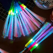 6pcs Colorful Fiber Optic Glow Sticks, LED Glow Sticks Bulk Flashing Wands For Christmas, Concerts, Party Favors, Stage Props, Weddings, Parties, Valentine's Day, Photography Atmosphere Decor, Birthday, Guests, DJ, Music Festivals, Celebrations, Memorable Neon Light Parties, Gifts, Halloween, New Year's Eve And Christmas Celebrations, Photography Atmosphere Decor