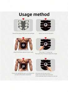USB Rechargeable Wireless EMS Muscle Stimulator, ABS Abdominal Muscle Trainer, Body Shaper, Buttocks Trainer, Unisex - Black - View 5