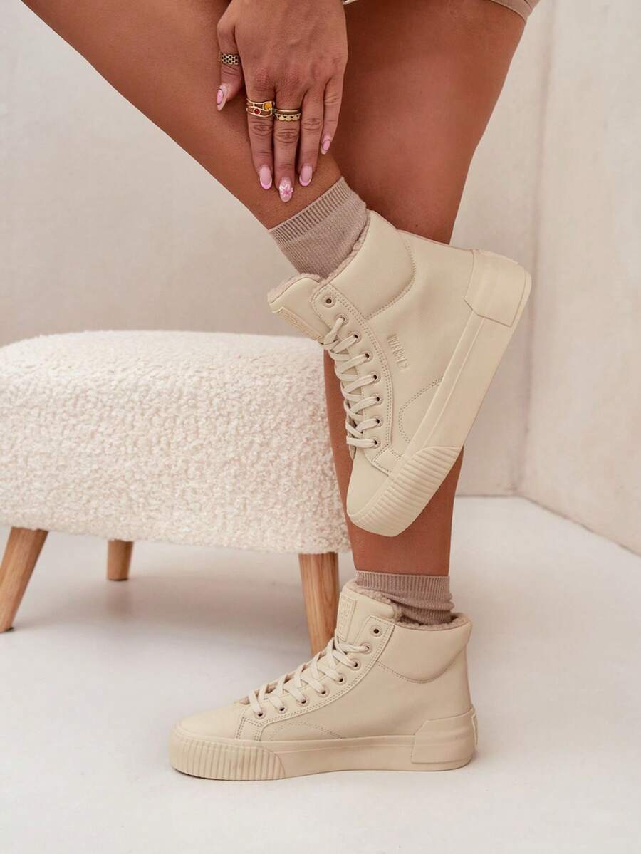 Women's Insulated Platform Sneakers By Big Star OO274794 White White Black Beige - Beige - View 1
