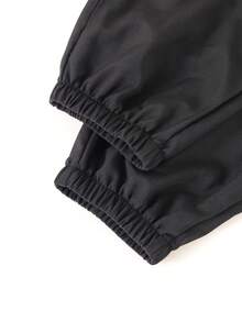 1 buc. Pantaloni sport casual pentru adolescenți și băieți, cu talie elastică, lejeră - Negru - Vizualizare 6