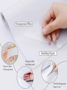 1 Roll (40*200cm) Thick Transparent Wall Protective Film, Waterproof, Mildew-Proof, Anti-Fouling, Suitable For Living Room, Bedroom, Kitchen, Dining Table Surfaces, Self-Adhesive, Removable, Cuttable - A - View 8
