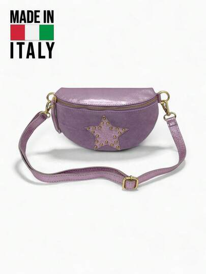 Bolsa de cintura feminina de metal e couro, nova bolsa casual pequena de tiracolo, bolsa de ombro simples de cor sólida, bolsa de peito versátil e prática