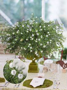 1 Bündel künstliche 7-Gabel Vollstern Griffkopf, Simulation 7-Gabel Kegel Stein Blume Griff Gras, Weiß, PE Material, künstliche Blumen, Simulation Pflanzen, für Outdoor-Veranstaltungen, Feiertage, Geburtstage, Hochzeiten, Partydekoration, Terrasse, Eingang, Esszimmer, Wohnzimmer, Schlafzimmer, Garten Dekoration, Heimdekoration - Grün - Übersicht 7