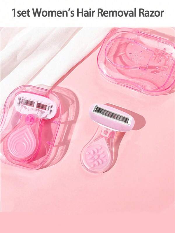 1set Women's Hair Removal Razor, Including Underarm, Leg And Bikini Area Hair Shaver,Portable Shaver,Pink Manual Razor,Women Bikini Manual Razor Blade Hair Removal Shaving/5-Layer Blades,Stainless Steel Blade Replaceable Pink Shaver Head Girls Gifts Travel Essentials( Shank + Head + Storage Box),Hair Products And Accessories For Barber Salon Beauty Travel Essentials Travel Accessories Travel Must Haves Beach Vacation Summer Holiday School Accessories Back To School Supplies Stuff