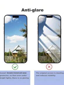 ZYSHI 3片装磨砂陶瓷隐私屏幕保护膜，兼容 17 Pro Max/17 Pro/17/Air/16 Pro Max/16/16 Pro/16 Plus/14 Pro Max，9H+防刮，触控灵敏，兼容手机壳，包含清洁套装，高品质9H+陶瓷膜 - 黑色 - 查看 6