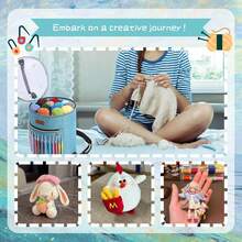 Crochet Kits For Beginners Adults, Crochet Starter Kit With Ergonomic Crochet Hooks Set 2-10mm, 16 Colour Crochet Yarns, Travel Crochet Kit Compact & Portable, Large Knitting Bag Yarn Storage - 霧霾藍 - 查看 6