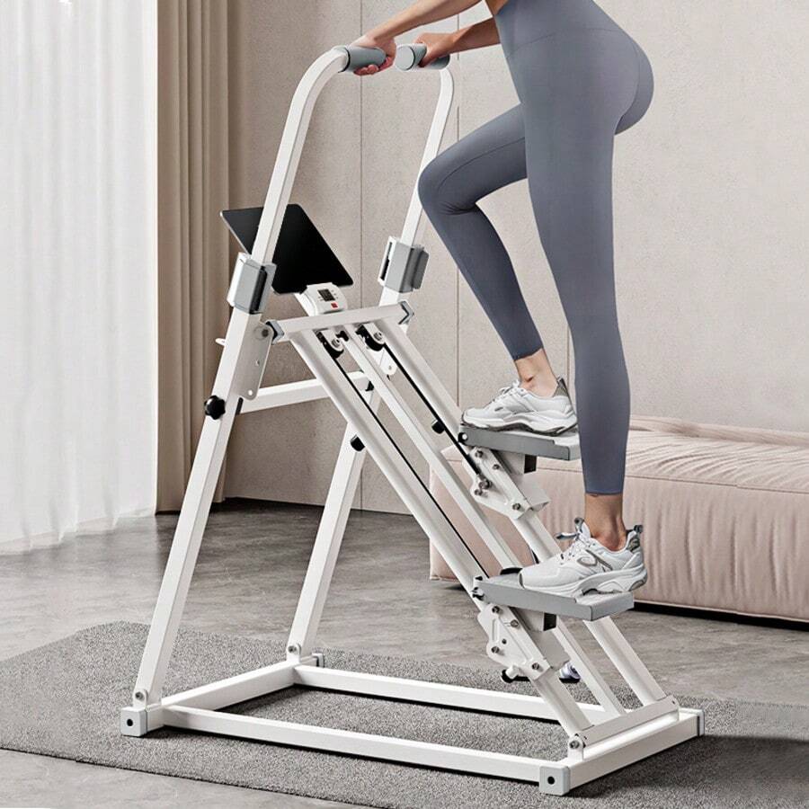 Vertical Climbing Machine, New Version Of Home Fitness Stair Step Machine, Sliding Machine Suitable For Full-Body Exercise, Compact And Foldable Climbing Machine, With Adjustable Stride, Handle And Pedal, Suitable As A Family Gift - trắng - Xem 1