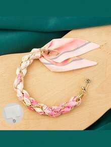 1 Woven Silk Scarf Mobile Phone Lanyard, Wrist Short Mobile Phone Case Chain, Anti-Loss Decorative Metal Buckle, Card Free Gifts For Mother, Family, Friends, Birthday, Holiday Phone Charm, Phone Chain - Multicolor - View 7