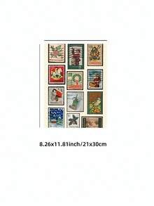 1 pièce Affiche murale vintage sans cadre avec timbre de Noël. Affiche de vacances classique avec des designs de timbres rétro pour la décoration festive de la maison, de la chambre d'étudiant et des cadeaux nostalgiques. Décoration de Noël, décoration d'arbre de Noël, cadeaux, décoration de Thanksgiving, de mariage, de maison, d'automne, d'anniversaire, fournitures de fête, décoration intérieure de fête, décoration d'Halloween, décoration murale, ornements d'Halloween - Multicolore - Voir 14