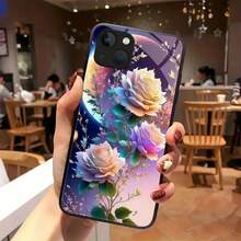 Funda de vidrio para iPhone 17air/16E/15/14/13/12/11 plus, Pro, Promax, X/XS/XR/XSMAX,  Galaxy A03/A03S/A05S/A06/A07/A11/A12/A13/A14/A15/A16/A17/A22/A22/A23/A26/A31/A32/A34/A35/A36/A52/A53/A73, S21/S22/S23/S24/S25 Plus, Ultra, funda de vidrio reflectante, buena sensación al tacto, protección de borde suave, adecuada para hombres y mujeres - Negro - Ver 8