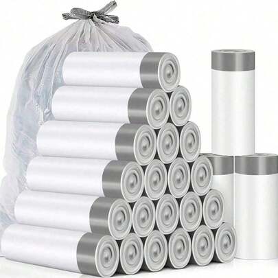 1/3 Rolls [Approximately 75 Pieces Per Roll] Grey Drawstring Trash Bags 4 Gallon, Small Trash Bags For Home, Office, Bedroom, Bathroom, White 4 Gallon Trash Can Liners, Easy To Carry, Prevent Odor Kitchen Trash Basket Bags, Kitchen, Bathroom, Home, Household Goods Supplier, Travel Accessories, Car Accessories