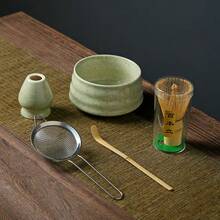 1pc/5pcs Matcha Bowl Ceramic Japanese Style Matcha Whisk Set, Bamboo Matcha Scoop, Matcha Brush, Suitable For Tea Ceremony, Back To School Set, Holiday Gift Set, Halloween Gift