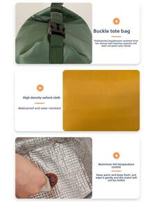 1pc Black, Yellow, Gray, Green New Insulated Lunch Box Tote Bag With Large Capacity, Foldable For Work, Portable Lunch Bag, Simple And Large Storage Capacity