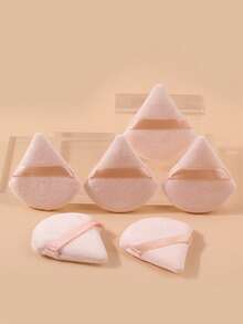 6个杏色粉扑，三角形化妆海绵，超柔软干湿两用定妆粉扑，便携化妆工具 - 杏色 - 查看 2