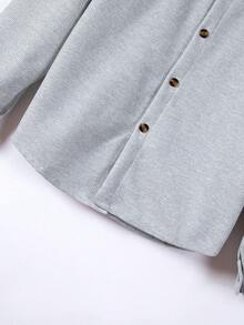 2 件男士休闲纯色衬衫，带双口袋和领子 + 裤子套装，轻便运动度假装，春秋季