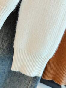 Set de 3 suéteres de punto de unicolor, adecuados para vacaciones, oficina, hogar, casual, viajes, aeropuerto, otoño/invierno