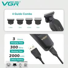VGR 无绳可调速理发器，数字显示，电动便携式理发器，USB 充电，男士理发器 V-995 - 黑色 - 查看 5