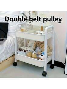 1 pièce Étagère de rangement à double couche sur roulettes, pratique, en plastique durable pour ranger les fournitures de bureau, les collations et les livres - étagère gain de place sous le bureau pour la cuisine, la chambre, la maison et la salle de bain - Multicolore - Voir 3