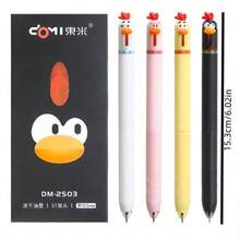 4/2/1 pieza Bolígrafo con forma de pollo lindo, bolígrafo de gel de 0.5mm de secado rápido negro para estudiar