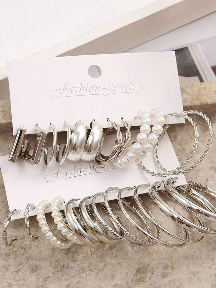 54pcs/108pcs Heart, Flower, Butterfly Faux Pearl & Crystal Jewelry Set Including Rings, Earrings, Necklace, Bracelet For Women, Gift For Date, Vacation, Daily Matching (No Box) (Actual Item Size May Differ Slightly From Image) - Bộ trang sức - Xem 8