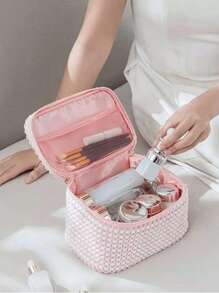 Borsa per il trucco da donna, borsa per la conservazione dei cosmetici, borsa per il trucco in velluto a coste, borsa per la conservazione di design estetico, scatola per la conservazione dei cosmetici di grande capacità, borsa per la conservazione dei cosmetici, essenziale per la casa e i viaggi, lascia che i tuoi cosmetici abbiano una casa