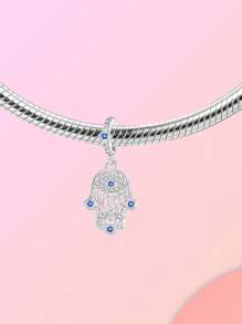 Silver Plated Charm Hand Eye Demon Blue Beads Charm Pendant Ball Suitable For Bracelets DIY Women's Jewelry - Silver - View 3