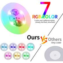 أقراص قاعدة أكواب LED، قواعد أكواب مضيئة، أضواء زجاجات LED RGB ب- 7 ألوان، مظهر زجاجة مضيء، أقراص قاعدة أكواب LED لاصقة مضيئة للمشروبات، ضوء وميض للجرعات، لزجاجات والخمور، شرارات زجاجات الشمبانيا، للحفلات والبارات وحفلات هالوين وحفلات عيد الميلاد - لون - مشاهدة 4