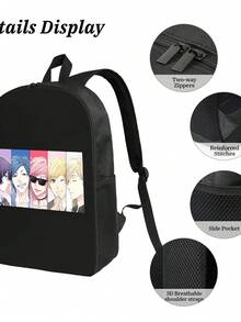 Yarichin B Club Anime Vibrant Printed Polyester Backpack - Sturdy Construction For Everyday Adventures - màu đen - Xem 5
