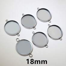10pcs 8-30mm Inner Size Double Loops Stainless Steel Gold Color Pendant Cabochon Blank Base Tray DIY Accessories For Bracelet Necklace Earrings - Double Hanging Bottom Bracket - View 10