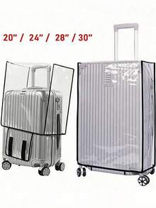 1 قطعة غطاء حقيبة سفر قابل للتعديل 20/24/28/30 بوصة، شفاف/أسود، مقاوم للماء والغبار، غطاء حقيبة سفر مقاوم للخدش من البي في سي الشفاف، حقيبة، حقيبة تخزين