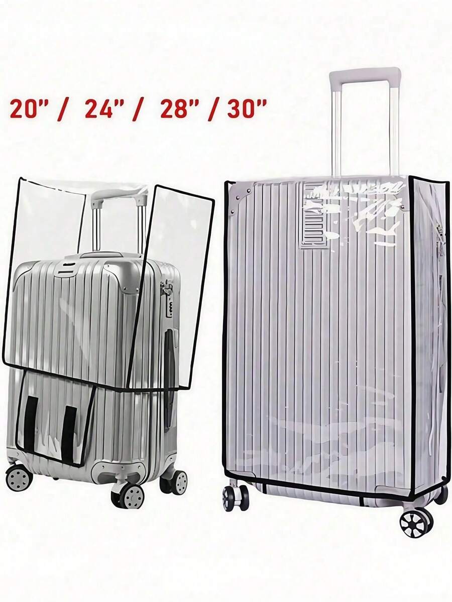 1 قطعة غطاء حقيبة سفر قابل للتعديل 20/24/28/30 بوصة، شفاف/أسود، مقاوم للماء والغبار، غطاء حقيبة سفر مقاوم للخدش من البي في سي الشفاف، حقيبة، حقيبة تخزين