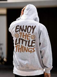 1件青少年男童休闲印花套头卫衣，保暖内衬，长袖，秋冬季，学生青少年服装 - 这款卫衣会让您的孩子每天都感觉与众不同 - 灰色 - 查看 4