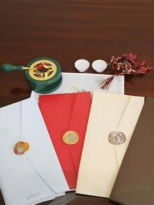 蜡封印章套装，包含熔蜡锅和勺子，完整的蜡封套装，用于熔化蜡珠或蜡棒，非常适合 DIY 婚礼请柬、礼品包装和工艺品，也是学校用品的绝佳选择。 - 彩色 - 查看 9