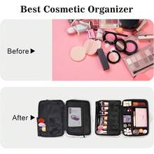 Estuche de maquillaje de viaje, Mármol Blanco, M, Bolsa de maquillaje portátil de viaje - negro claro - Ver 12